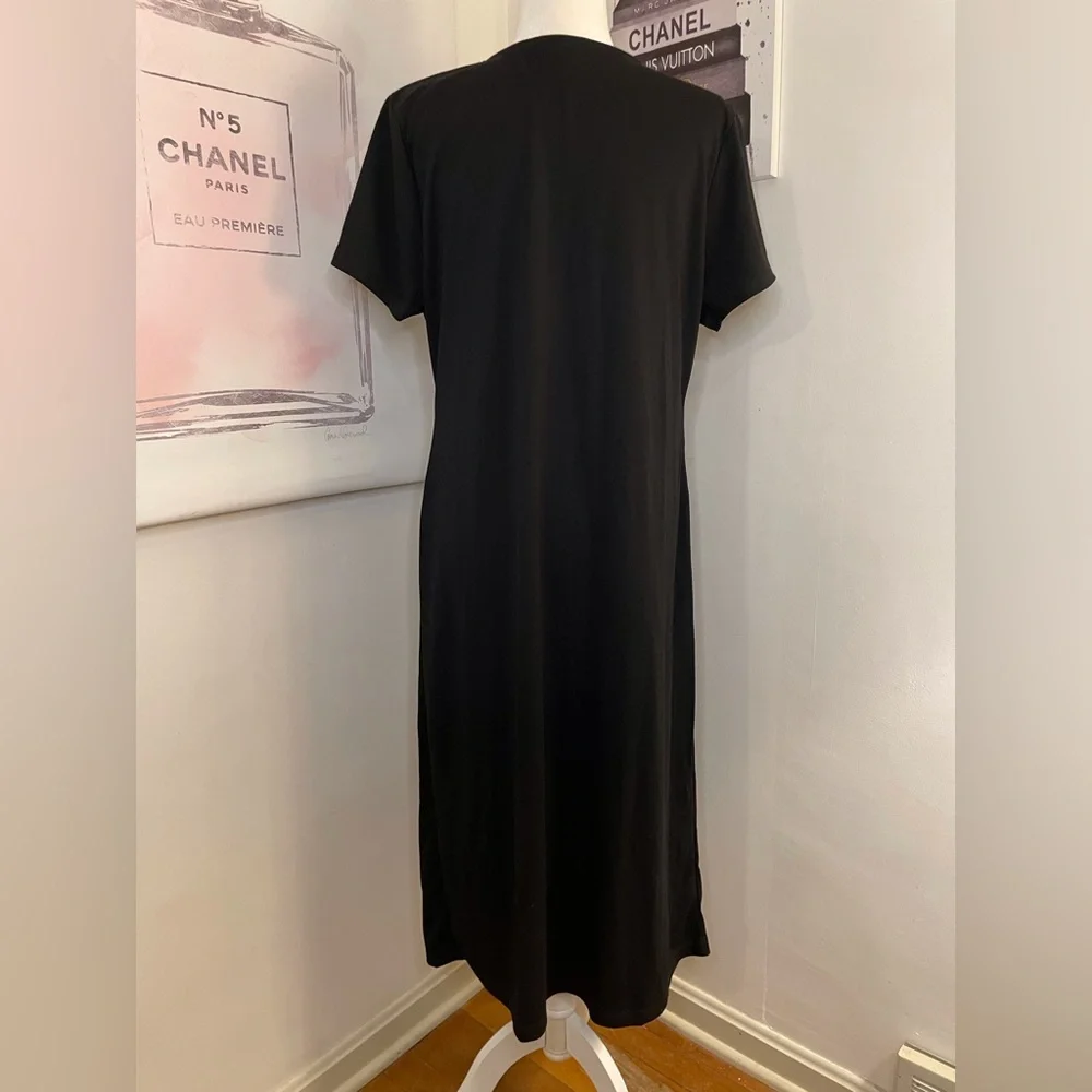 A New Day Short Sleeve Ruched Midi Dress Black Size XXL Plus Size